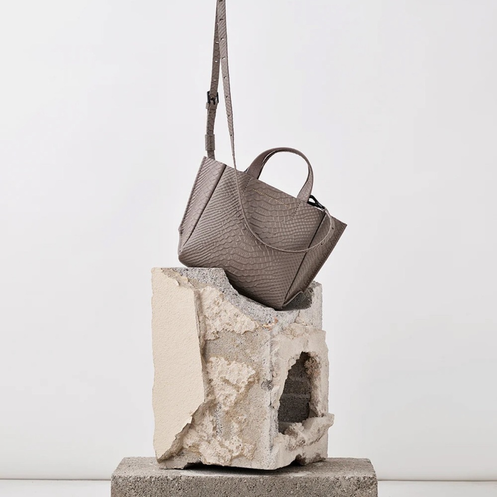 NWT Micro-Tote Taupe Crossbody Bag